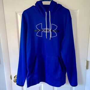 Under Armour Symbol Big Logo Armourfleece Hoodie Royal Blue Black White Size L